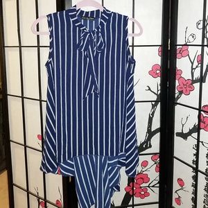 High-low striped top